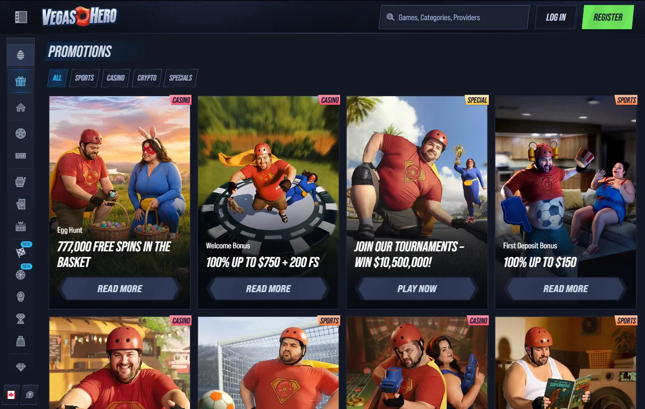 Vegas Hero Casino pelivalikoima NetEntin ja Pragmatic Playn nimikkeineen