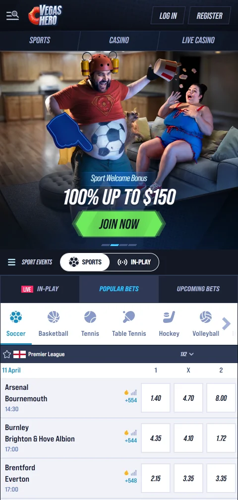 Vegas Hero Casino mobiiliselaimessa Android- ja iOS-laitteilla ilman sovellusta