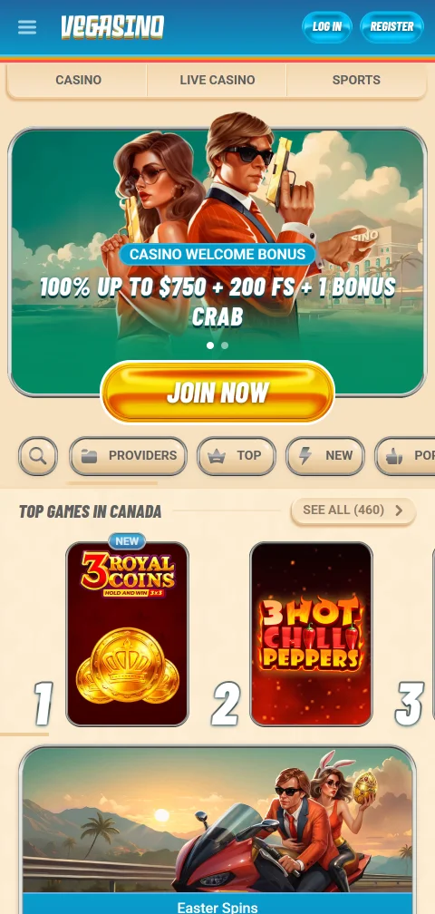 Vegasino Casino selainpohjaisena mobiilialustana ilman erillistä ladattavaa sovellusta