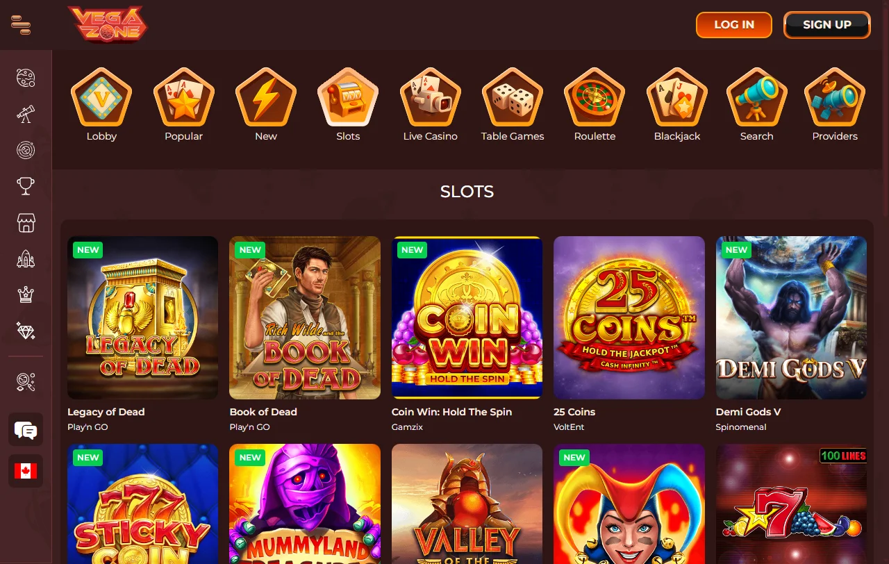 VegaZone Casino ja yli sadan studion pelivalikoima kolikkopeleistä live-pöytiin