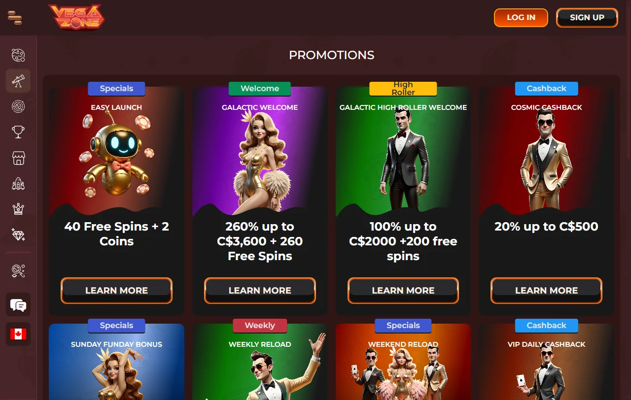 VegaZone Casino ja tervetuliaisbonuksen 45x kierrätysehdot euroissa esitettynä