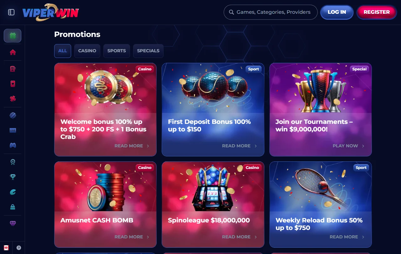 ViperWin Casino bonusrakenne: ensitalletusbonus, free spinsit ja 35x kierrätysvaatimus