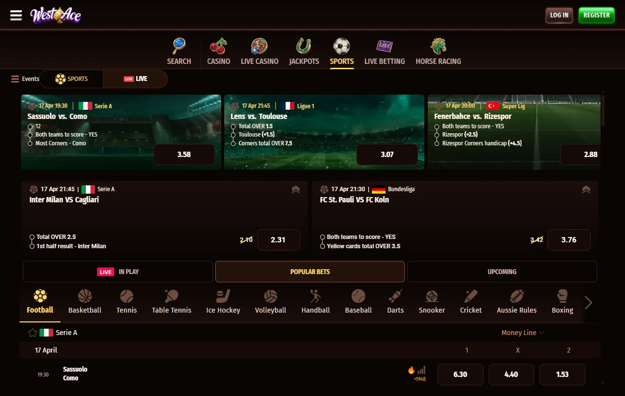 Westace Casinon pelivalikoima ja pelistudiot
