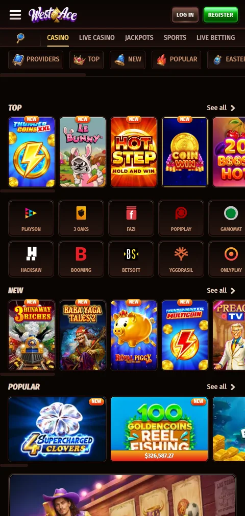 Westace Casino mobiilissa