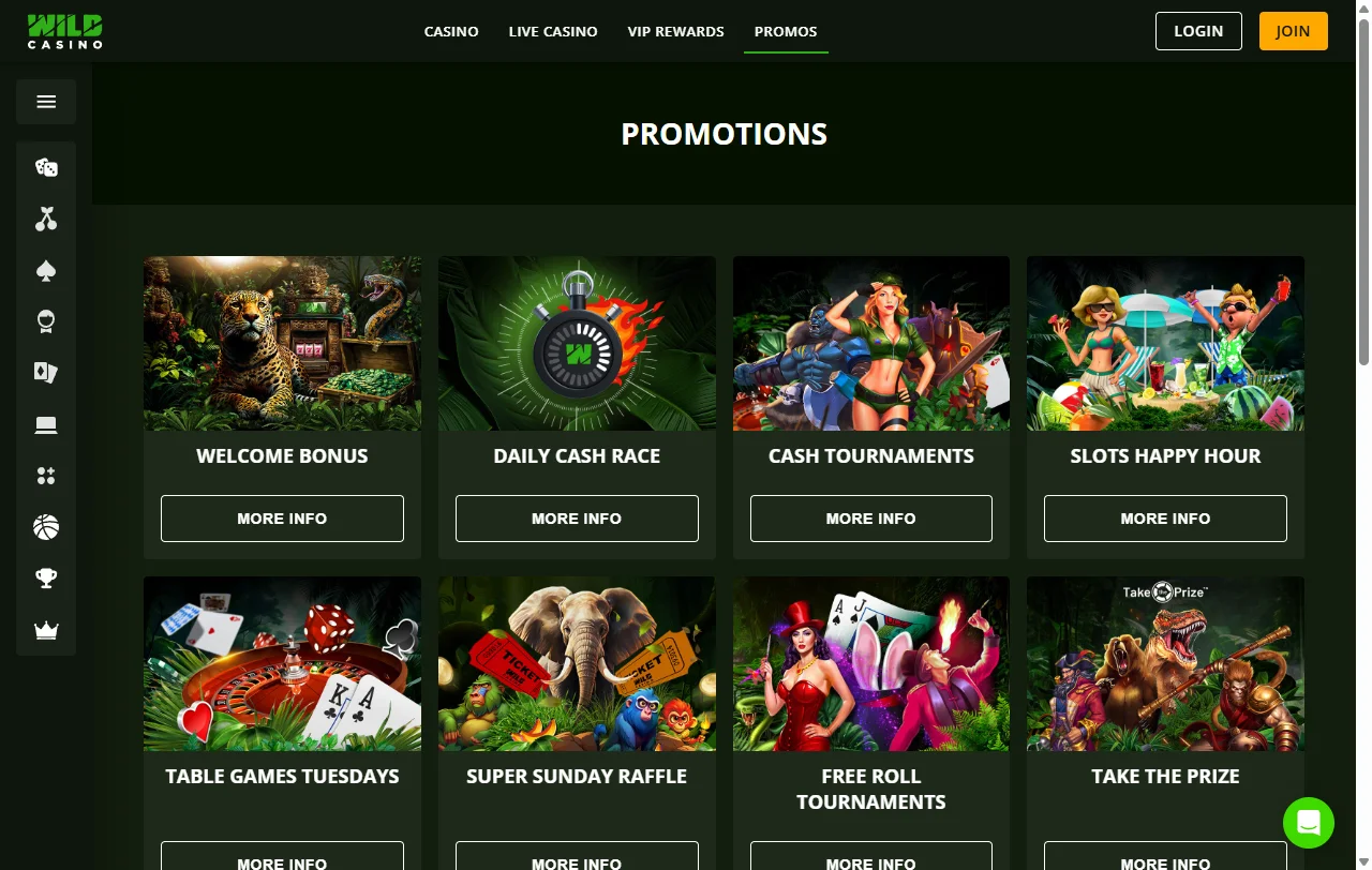 Wild Casino pelivalikoima: Betsoftin, Nucleus Gamingin ja Dragon Gamingin kolikkopelit sekä pöytäpelit