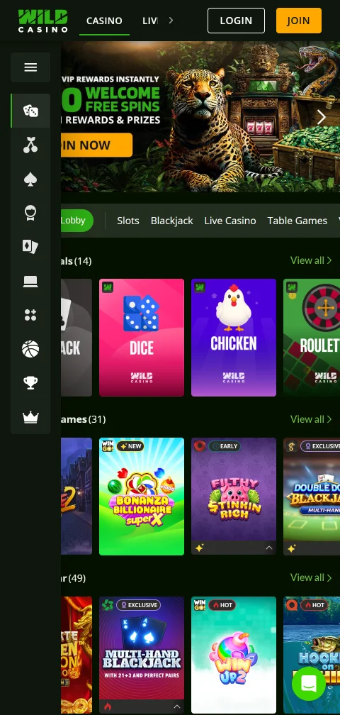 Wild Casino puhelimella: selainpohjainen HTML5-versio ilman erillistä natiivisovellusta Androidille tai iOS-laitteille