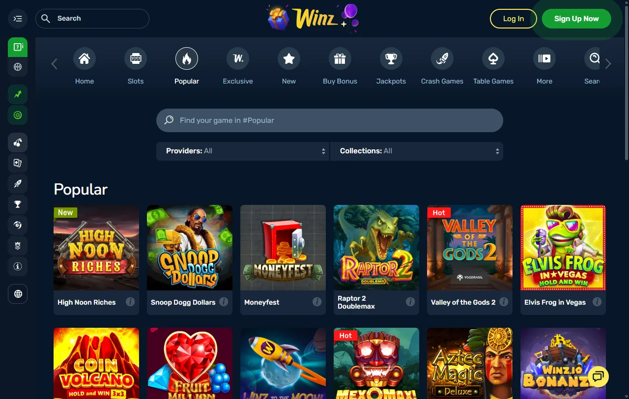 Winz casinon maksuvalikko työpöydällä, näkyvissä verkkopankkimaksu ja kryptovaihtoehdot