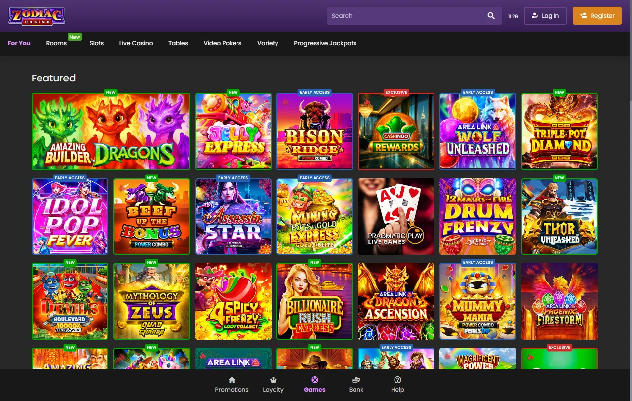 Zodiac Casinon yleisilme ja Casino Rewards -verkoston rakenne suomalaiselle pelaajalle