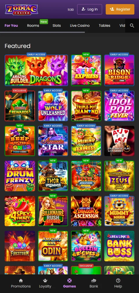 Zodiac Casinon selainpohjainen mobiilikäyttö Android- ja iOS-laitteilla ilman erillistä sovellusta